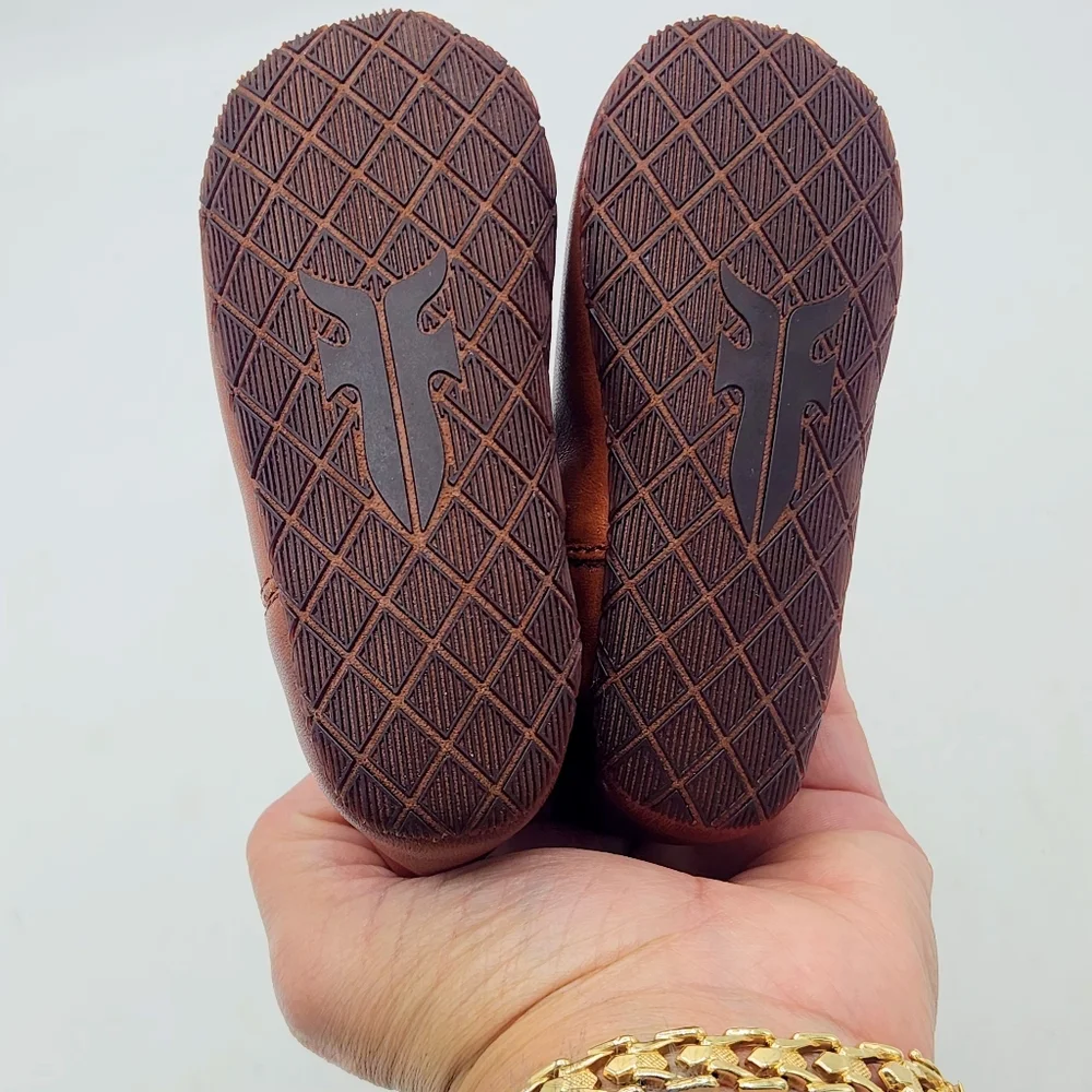 Frye Cognac Leather Infant Baby‎ Soft Sole Crib Shoes Booties Size 1 (YTH1)